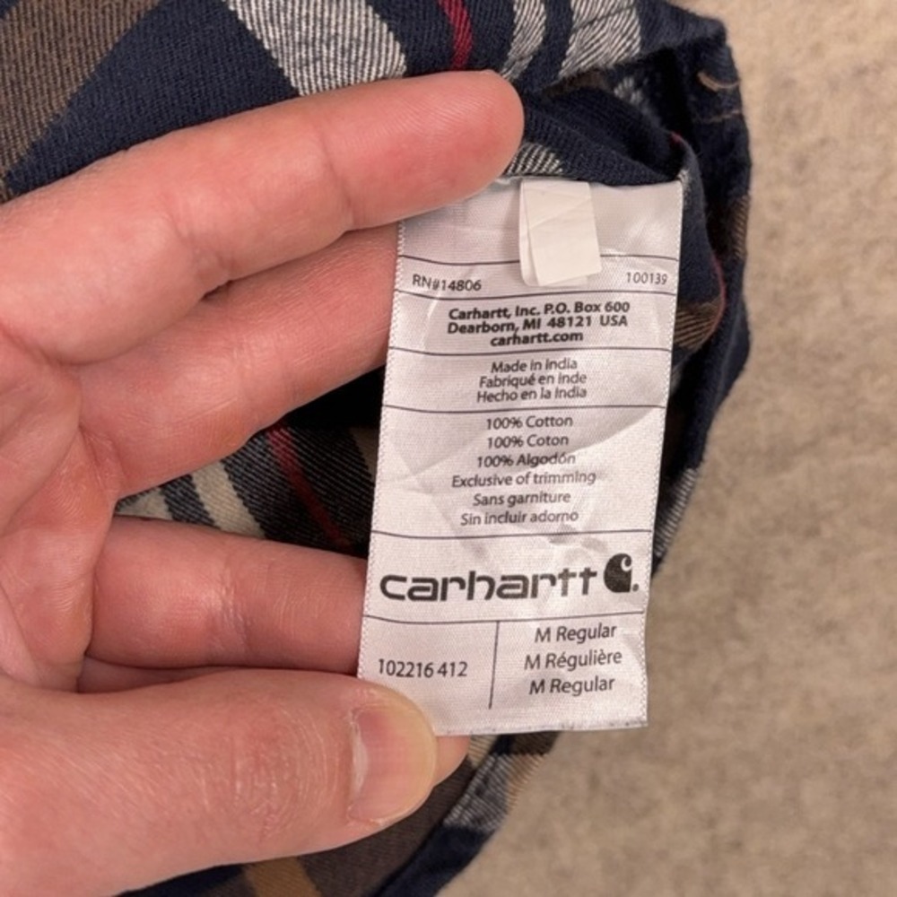 Carhartt Original Fit Flannel Shirt Mens Medium Blue Plaid‎ Workwear Long Sleeve - Picture 11 of 11